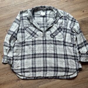 Flannel Quarter Zip pull over shirt